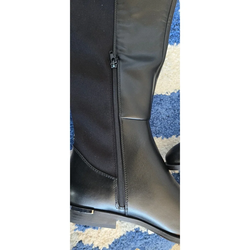 Nine‎ West Allair Over the Knee Boots Black Mixed Media Flat Heel 9.5M WNALLAIR8